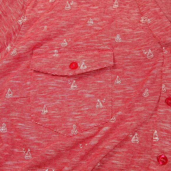 Coral Bay Women's New w/Tags XL Pink & White Sailboat 3-Button Blouse - Picture 4 of 5
